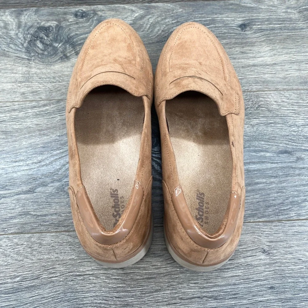 Dr. Scholls Nice Day Loafers Womens 9M Tan Faux Suede Penny Slip On Shoes